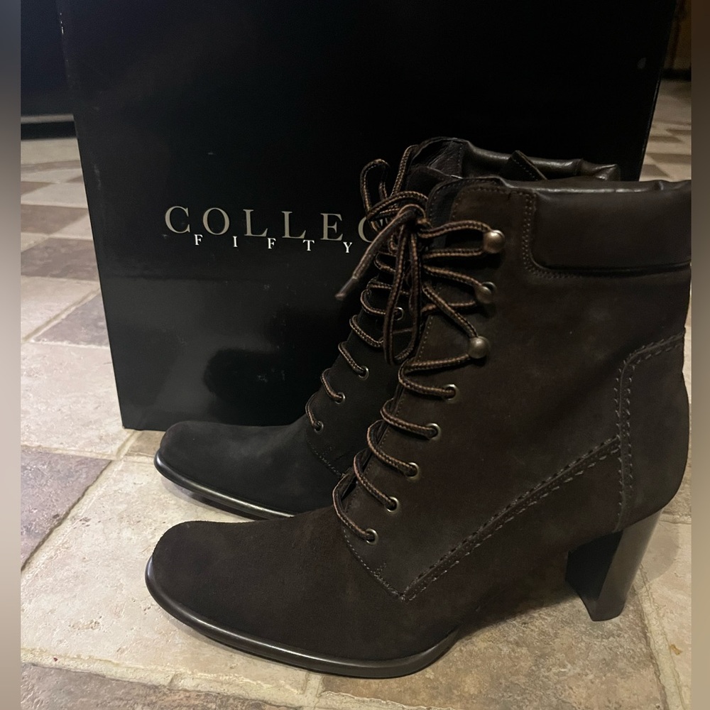 Women's Black Lace-Up Work Style Boots Made in Italy 🇮🇹 sz 36